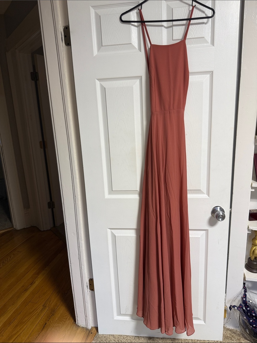 Lulu's Rust-Colored Maxi Slip Dress with Spaghetti Straps